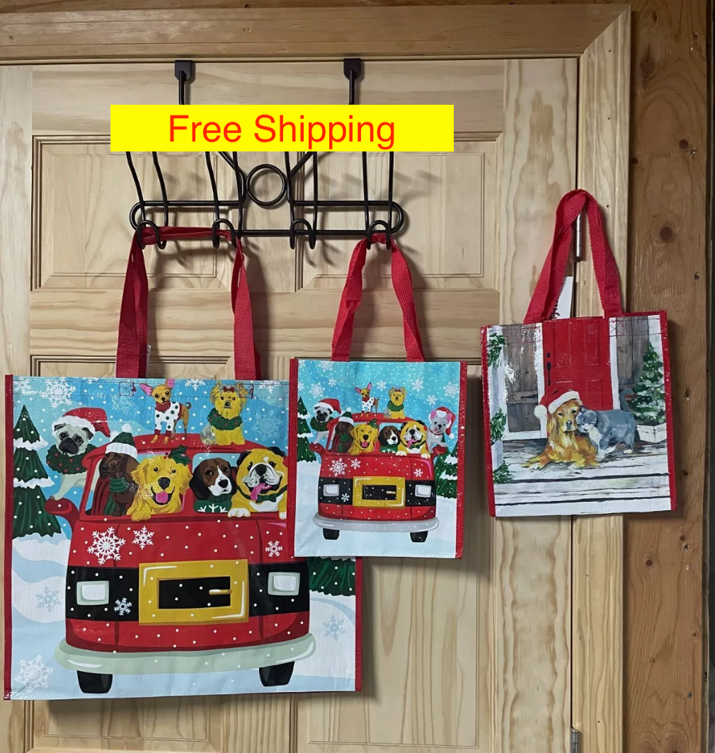 Tj Maxx Reusable Shopping Tote Bag Corgi,Labrador,Sausage,Terrier Christmas  set