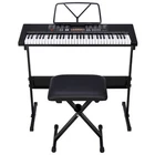Portable Electronic 61 Key Keyboard Piano with Stand Stool Headphones Microphone