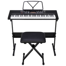 Portable Electronic 61 Key Keyboard Piano with Stand Stool Headphones Microphone