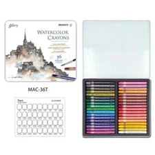 MUNGYO Watercolor Crayons Professional Crayons 36 Colors Premium Crayon Sticks