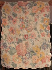 Matelasse Cotton Shams Set of 2 Floral Print Portugal 25"x34" Scalloped Edge