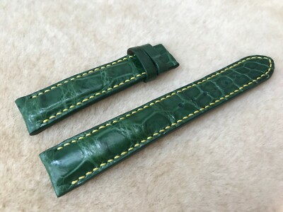 18mm/16mm Green Alligator Crocodile Embossed Leather Watch Strap Band