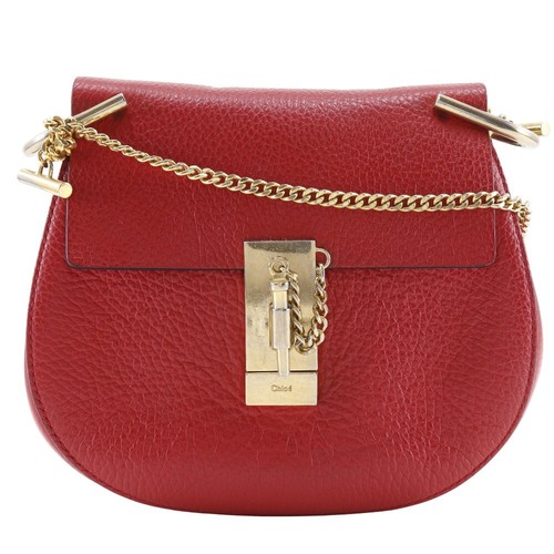 Chloe ChainShoulder Drew Shoulder Bag Red Calfskin Women