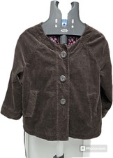 Madison Short Jacket Brown Corduroy Size Medium Pink Liner 3 Button Closure
