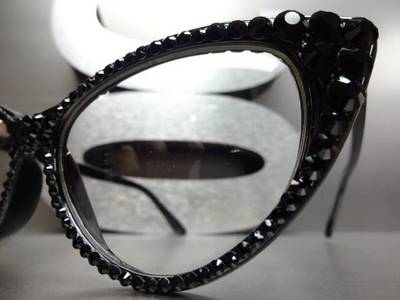 SPEXX Eyewear Women's Vintage Retro 60s Cat Eye Glasses – Crystal Frame, Clear Lens