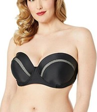 Unique Vintage Plus Size Marianne Bandeau Swim Top Black E2319 Swimwear XXXL