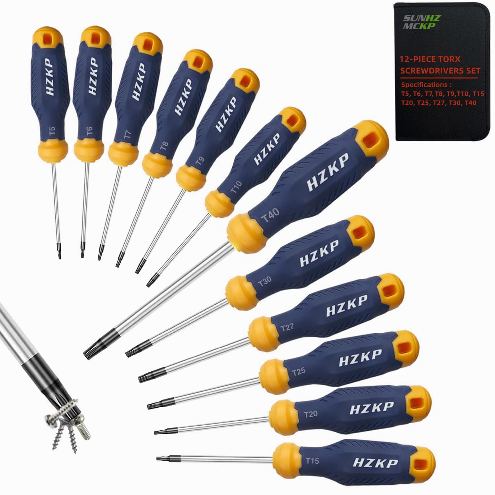12 Pcs Magnetic Torx Screwdriver Set, T5 -T40 Star Screwdrivers Ergonomic Handle
