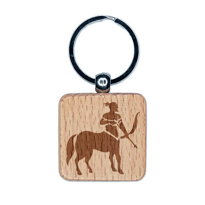 Centaur Mythical Creature Horse Man Saggitarius Engraved Wood Square Keychain