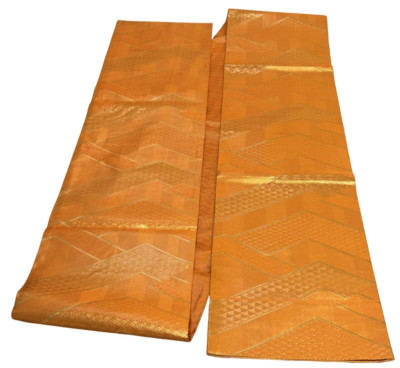 Japanese Vintage Kimono Fukuro Obi silk orange expensive tradition 170x12.2in