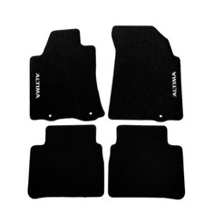 Fits 13-18 Nissan Altima Sedan Black Floor Mats Carpet Nylon W/ White Emblems