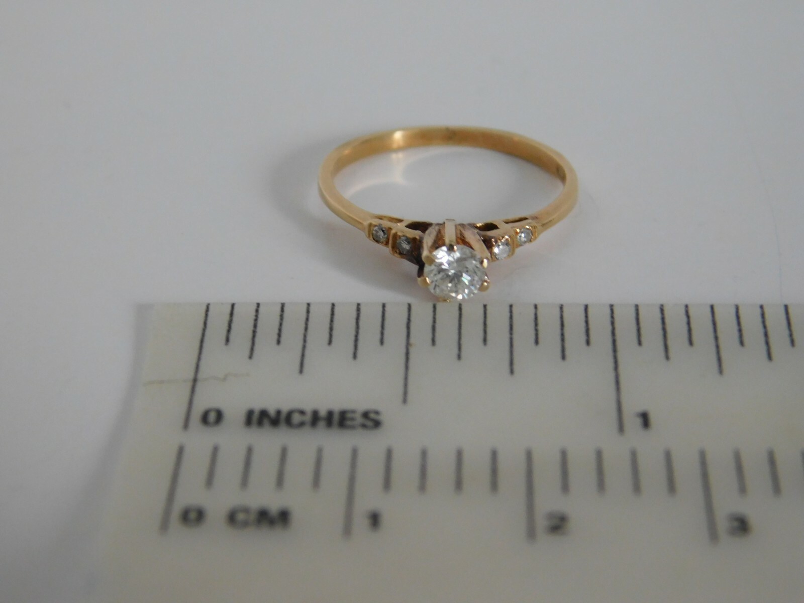 18K Solid Gold Diamond Ring ~ Solitaire with acce… - image 5