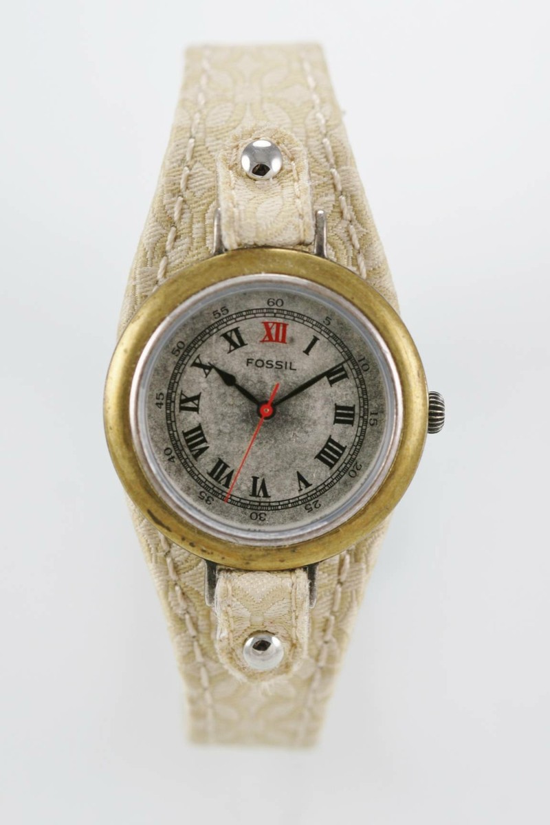 Fossil Watch Womens Beige Leather Silver Gold Stainless  display picture 2