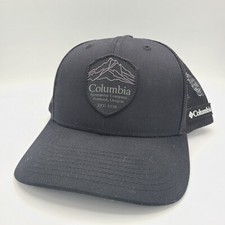 Columbia Hat Baseball Cap Blackout On Black Mountain Logo Men Snapback
