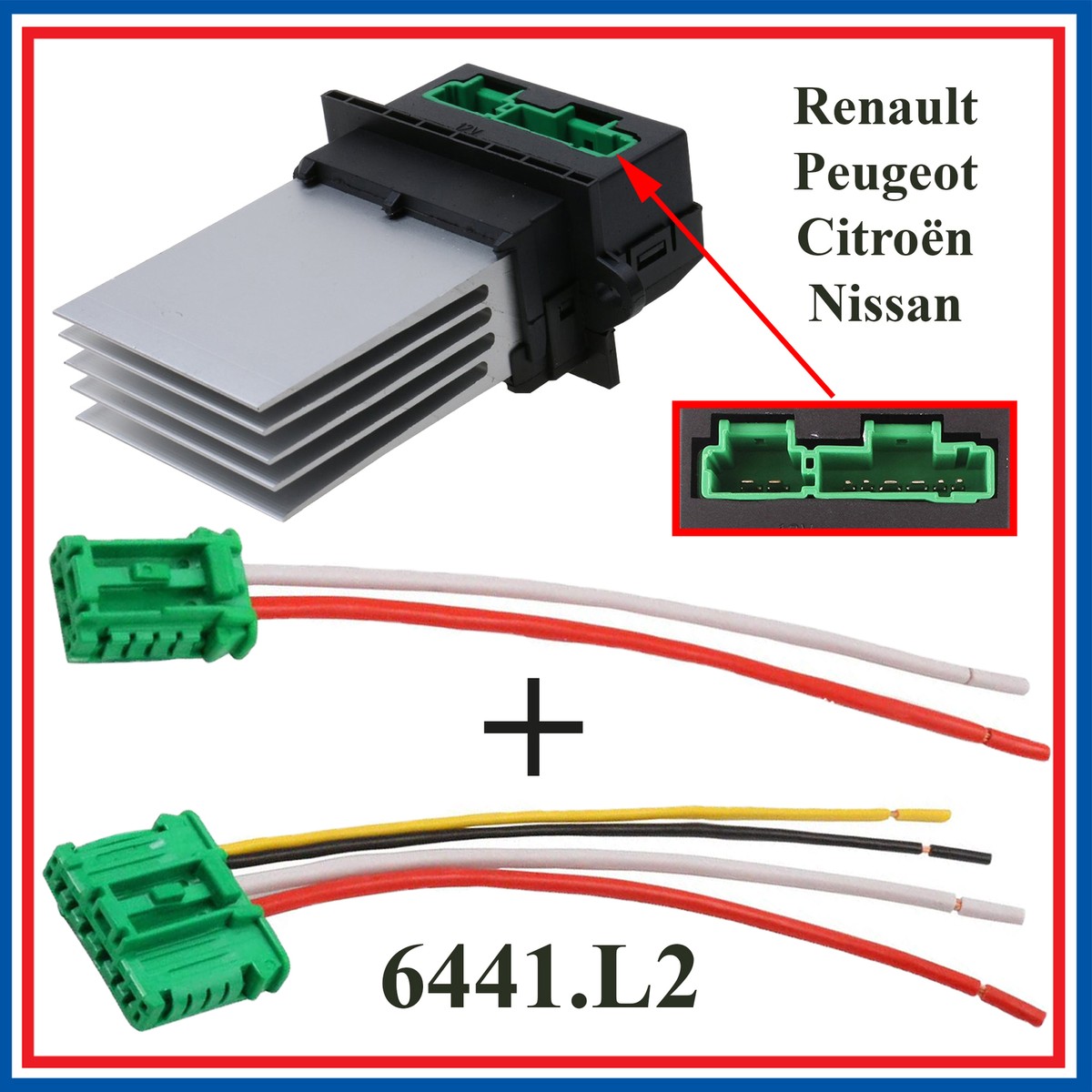 Prise de branchement + resistance de ventilation scenic 2 megane 2