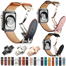 Leather Band Single Tour Deployment Buckle Strap For Apple Watch Series 7 6 5 43