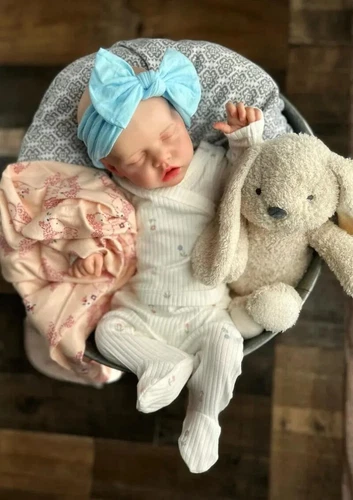 18 Zoll schlafende Reborn Puppe gewichtet 5,6 Pfund weiches Silikon Neugeborenes Baby Mädchen Weihnachtsgeschenk - Bild 4 von 21