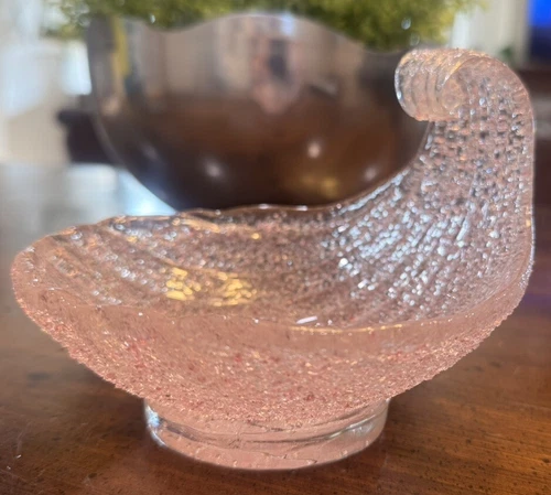 Vintage Barovier & Toso Murano Rugiadoso Art Glass Shell Bowl MCM