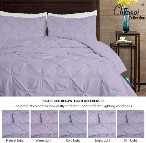 Chezmoi Collection Berlin Lavender Pinch Pleat Extra Wide King Comforter Set,... - Picture 6 of 7