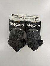 2 Pairs Feetures Men's Golf Max Cushion Low Cut Socks Size M 6-8.5 Grey NWT