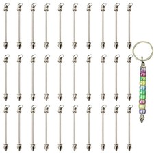 30 Pcs Beadable Keychain Bars Blanks - 7.9cm L x 2.5mm D , silver