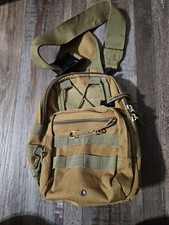 : Men Tactical Sling Backpack Military Crossbody Shoulder Bag EDC MOLLE Pack Tan