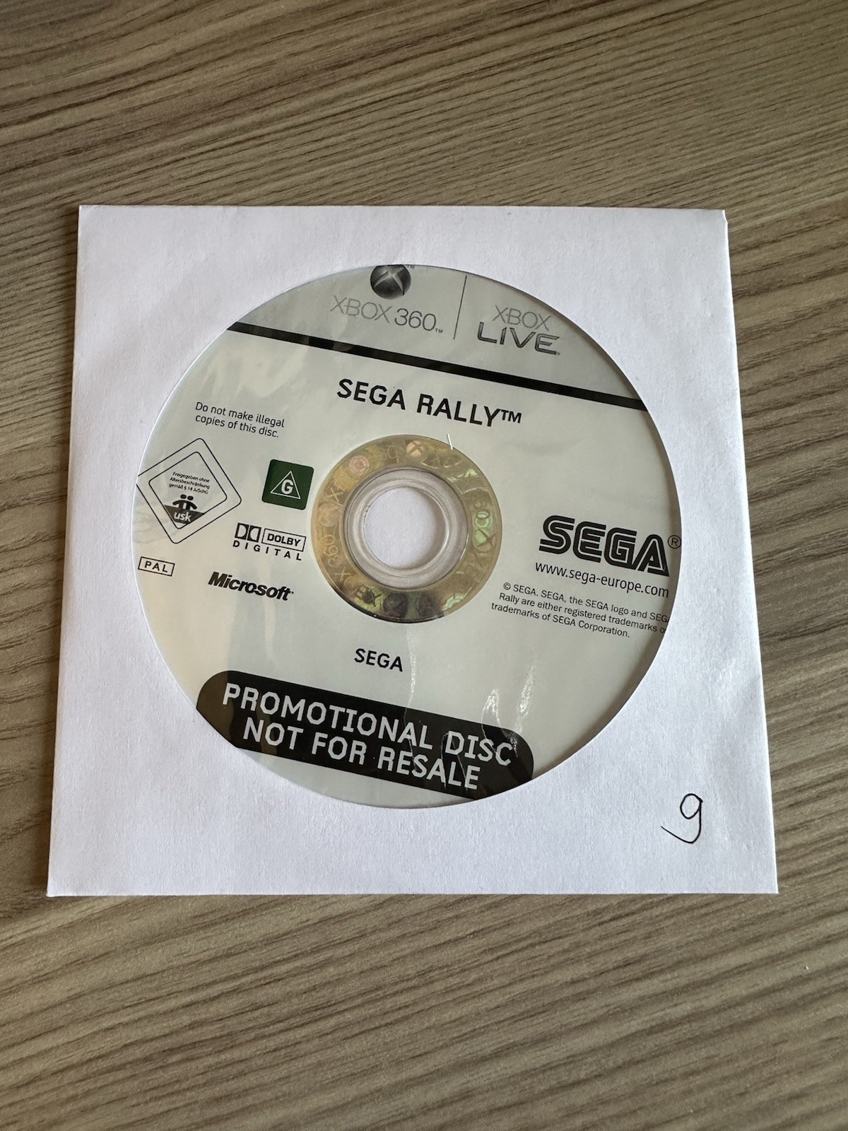 SEGA Rally *DISC ONLY* Xbox 360 Video Game - Promotional Disc