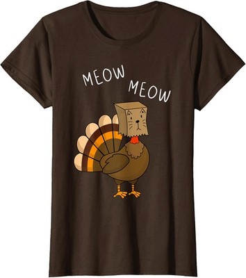Funny Thanksgiving Fake Cat Meow With Turkey Unisex T-Shirt