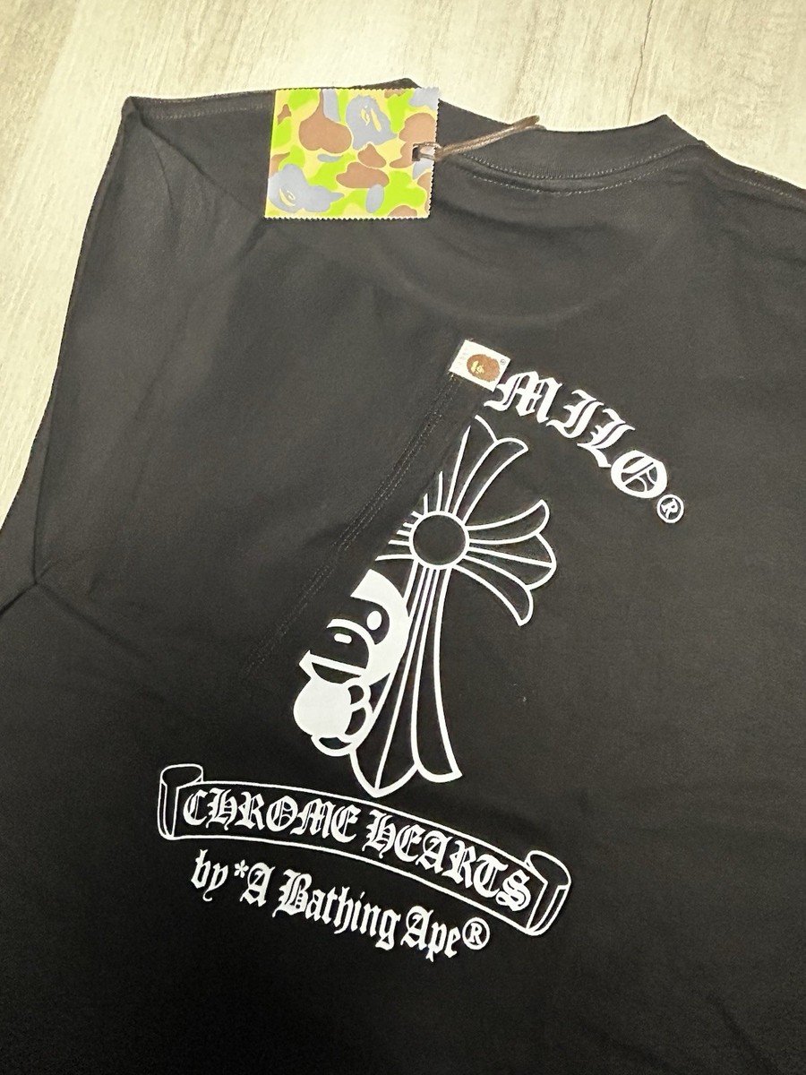 Bape x Chrome Hearts Baby Milo Men's Black Graphic T-Shirt Size M