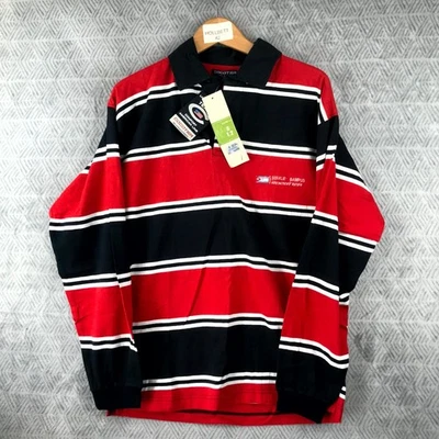 Cocotier Teams Sweat Homme M Rouge Noir Polo Rugby Rayé Manches Longues Neuf - Photo 1/4
