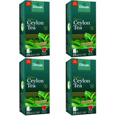 Dilmah Premium Ceylon Tea 25 Bags Smooth & Rich Classic Black Tea (Pack Of 4)