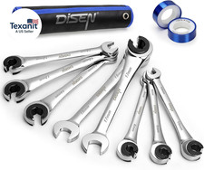 8pcs Flare Nut Wrench Set Brake Line Ratcheting Wrench Set Metric 8-17mm Cr-v S