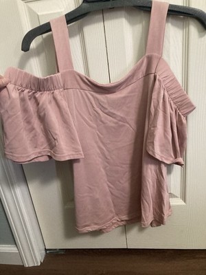 Alya Women's Blush Pink Cold-Shoulder Ruffle Top Size Small