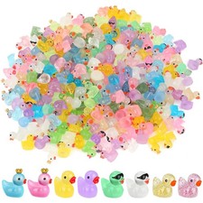 240 PCS Mini Resin Ducks, Colorful Cute Mini Duck, Glitter Miniature Figures,...