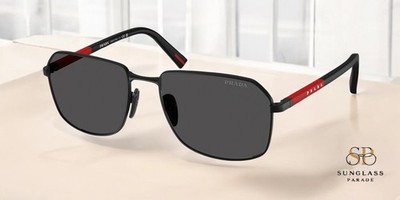 PRADA LINEA ROSSA PS A51S 1BO06F Matte Black Dark Grey 57 mm Men's Sunglasses