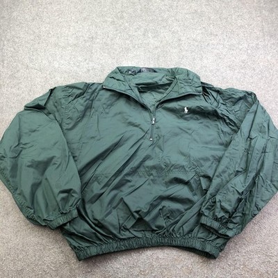 Vintage Polo Ralph Lauren Jacket Mens XL Green 1/4 Zip Windbreaker