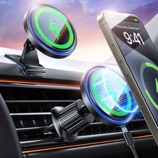Mag-Safe Car Mount Charger 15W Magnetic Wireless Car Charger for iPhone 16 Ac...