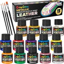 Premium Acrylic Shoe & Leather Paint Kit 13 Metallic Pearl Colors with 4 Brushes