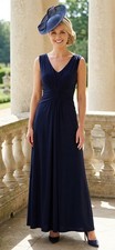 Jacques vert Maxi dress size 12 Navy Gown Evening Cruise Occasion Wedding Bnwt