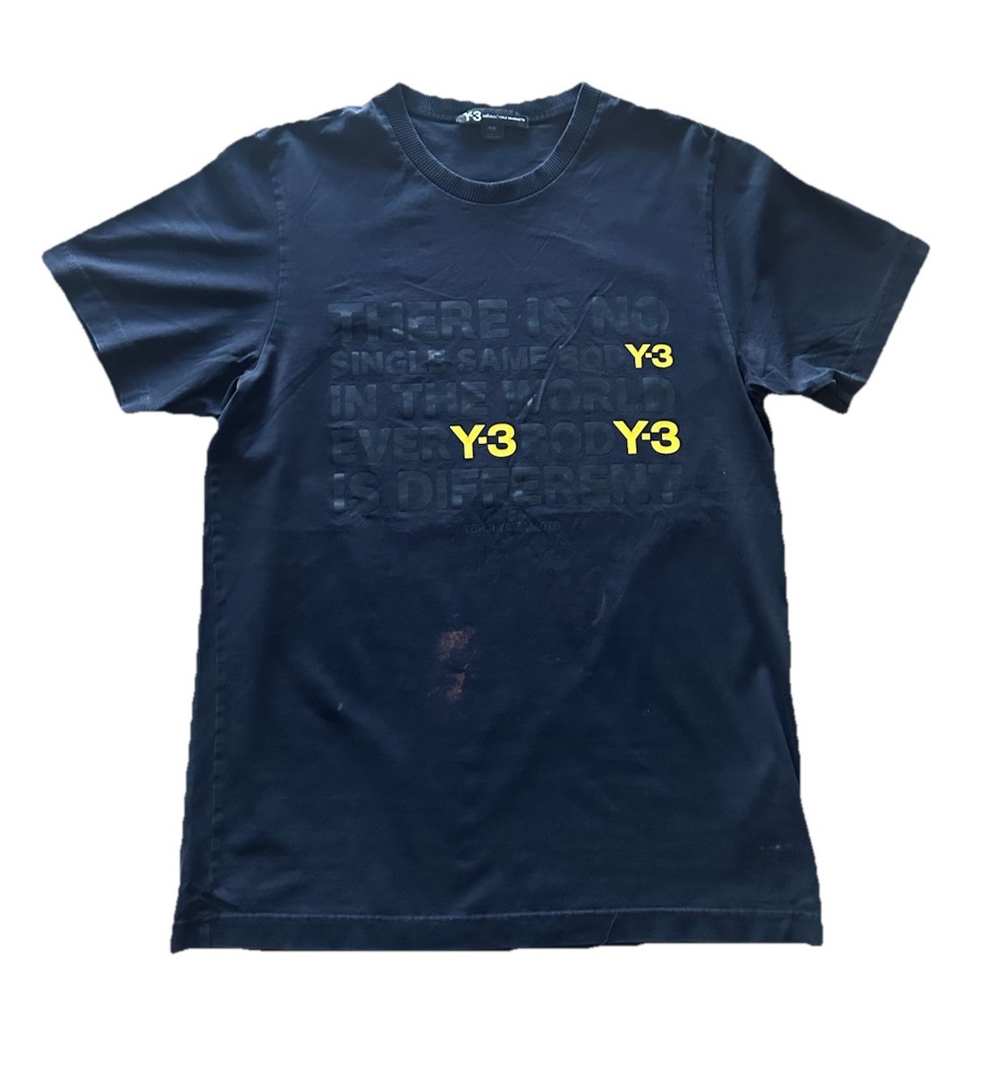 Adidas Y3 Yohji Yamamoto Graphic Shirt Men Size Medium Black Crew