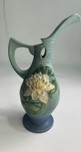 Vintage Roseville Water Lilly Pottery Ewer #0056