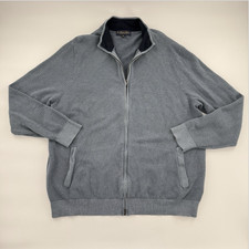 Brooks Brothers Sweater Mens 2XL Blue Full Zip Supima Cotton Knit Jacket Casual