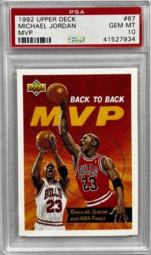Upper Deck 1992 Upper Deck MVP Michael Jordan Insert #67 PSA 10 Bulls NBA