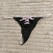 BNWOT Vintage Ann Summers Black & Pink Military Service G String Thong Sze 10-12