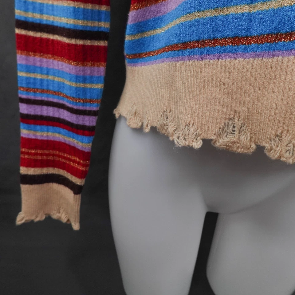 Suéter Para Mujer Pequeño Borgoña Azul Brillante Boho Grunge Declaración Indie Genial Foto 3 de 4