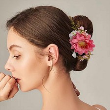 Chiffon Flower Hair Claw Clips for Women Elegant Handmade Floral Petals Hair ...
