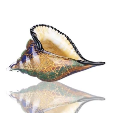 QFkris Glass Conch Figurines, Hand Blown Seashell Art Figurine, Crystal Glass...