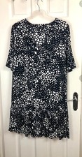 Evans Womens Plus Size Black & White Patterned Short Sleeve Dress Size 20