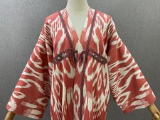 Uzbek Ikat Chapan Handmade Cotton Kimono Kaftan Boho Jacket Robe Festival Coat