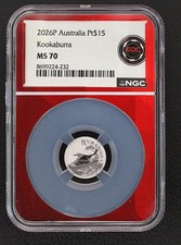 2026 Australia 1/10 ozt Kookaburra 9995 Platinum Coin Pt$15 NGC MS 70 Z110 2699.90 per troy oz