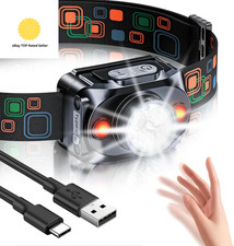 Head Torch Rechargeable, [Ultra Bright] LED Headlamp with Motion Sensor, 6 Ligh